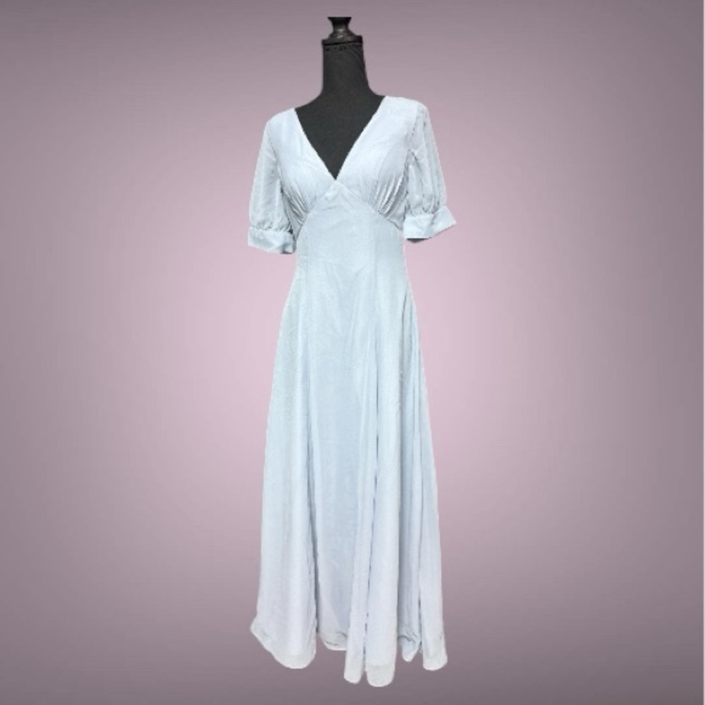 AW Bridal Elegant Dusty Blue Maxi Dress Size 6